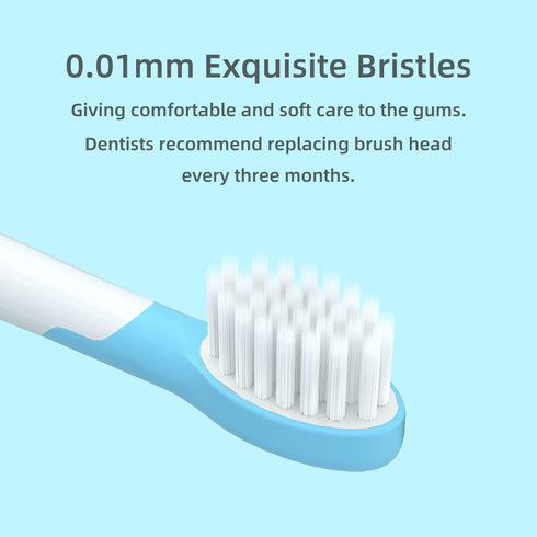 Kids Sonic Electric Toothbrush Replacement Brush Heads for Children Aged 3-6, Gentle Care Soft Bristles, 4 Pack, E16 Blue...