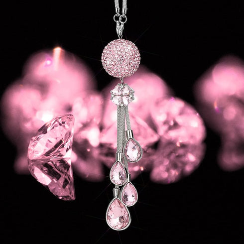 OTOSTAR Bling Crystal Ball and Drops Car Hanging Accessories, Car Rear View Mirror Pendant Charms Interior Sun Catcher Ornament, Bling Car Accesso...