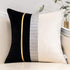 Yangest Black Patchwork Velvet Throw Pillow Cover with Gold Striped Leather Cushion Case Modern Luxury Pillowcase for Sofa Couch Bedroom Living Ro...