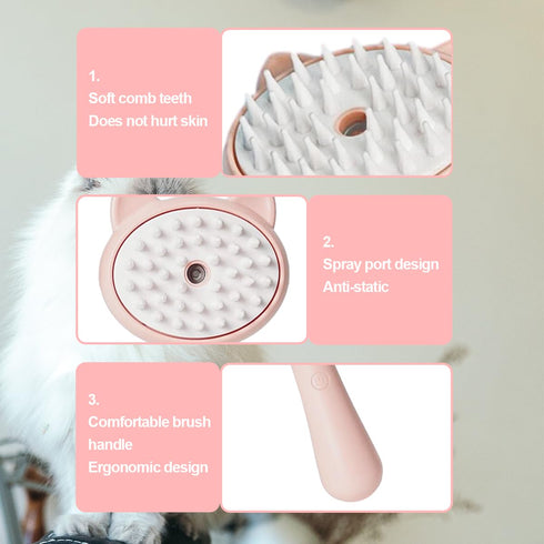 Cat Steamy Brush Dog brushes for Shedding Grooming, Lightweight Skin Friendly Pet Brush Hair Removal Comb Brushes for Long or Medium Haired Cats(P...