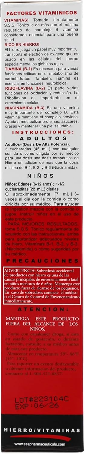 S.S.S. Tonic, Iron and Vitamin B Supplement, High Potency Vitamins, Bottle,10 Fl Oz (Pack of 1)...