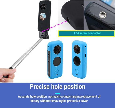 Protection Accessories for Insta360 One X2, Action Camera Rubber Sleeve with Silicone Lens Cover Kit (Black), 11.8cm x 5.8cm x 4.2cm......