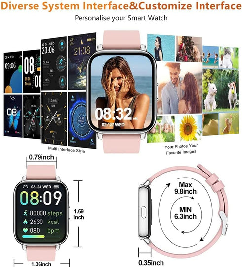 MuGo Smart Watch for Women, Fitness Watch 1.69" Touch Screen Smartwatch, Pedometer Watch with Heart Rate and Sleep Monitor, IP67 Waterproof Fit Wa...