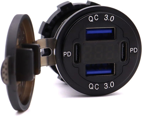 USB C Car Charger Socket, Super Fast Car Power Socket 2PD+2QC 3.0 Car USB Port Dual PD 3.0 Dual QC 3.0 for Car Marine Boat Bus Truck Golf Cart RV....