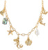 Gold Ocean Charm Necklace for Women Hawaii Chain Necklace with Cute Dangle Mermaid Shell Pearl Starfish Conch Dolphin Ship Anchor Sea Pendant Adju...