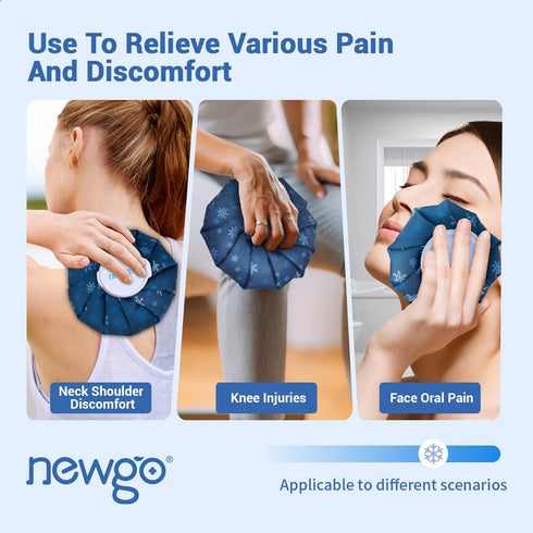 NEWGO Ice Pack Small Ice Bag for Injury Reusable, Fillable Ice Bag with Wide Mouth, Hot Water Bag for Pain Relief, Swelling, Wisdom Teeth, Headach...