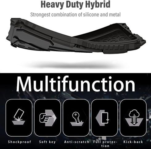 Armor Phone Case for iPhone 13 Military Grade Protective Heavy Duty Full Body Cover Aluminium Bumper Built-in Silicone Shockproof Dustproof - Blac...