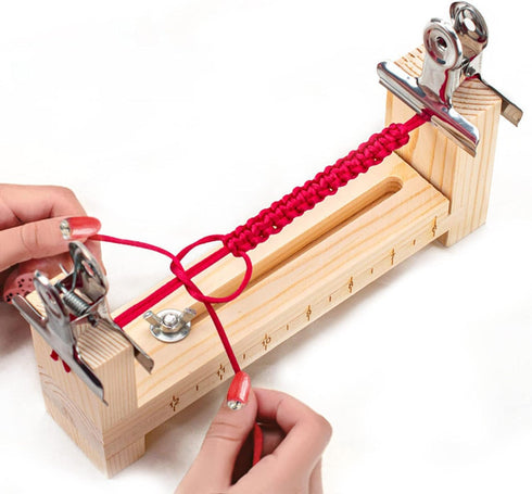 Xximuim Paracord Jig Bracelet Maker Wood Jig Bracelet Maker U Shape Clear Scale Bracelet with 2 Clamp DIY Hand Knitting Bracelet Jig Bracelet Brai...