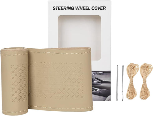 XCBYT Car Steering Wheel Cover - Stitch Steering Wheel Wrap Thin PU Leather Steering Wheel Cover Sewn on 14.5-15" Wrap for Man Women...