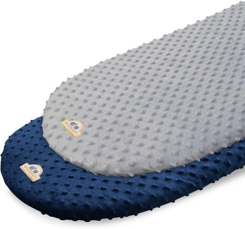 BlueSnail Soft and Strechy Minky Bassinet Fitted Sheet, Cradle Sheets for Bassinet Pad/Mattress 2pk (Bassinet, Navy+Gray)...