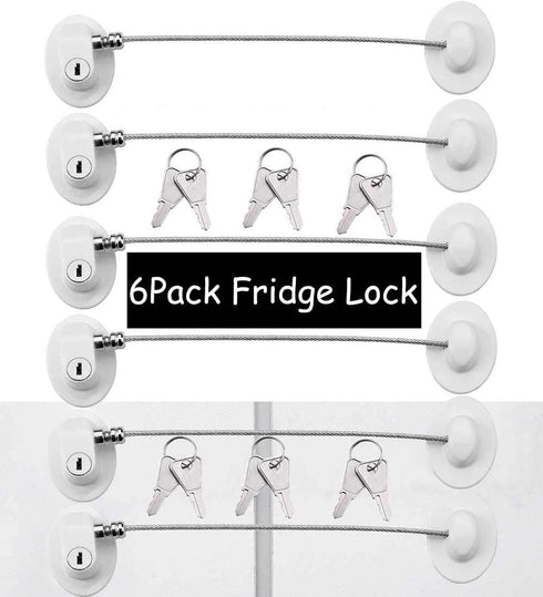 6 Pack Refrigerator Locks with 12 Keys,Child Safety Fridge Lock,Refrigerator Lock Combination,Mini Fridge Lock, File Drawer Lock,Toilet Seat Lock ...
