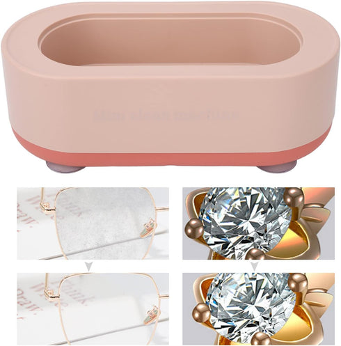 Portable Ultrasonic Jewelry Cleaner Ultrasonic Jewelry Machine Onekey Automatic Control for Glasses (Pink)...