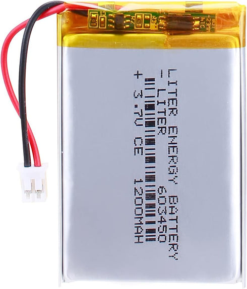 Liter 3.7V 1200mAh 603450 Lipo Battery Rechargeable Lithium Polymer ion Battery Pack with JST 2.0mm Connector...