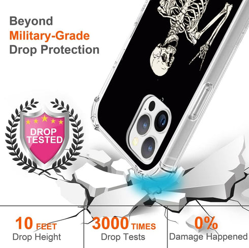 Hungo Case for iPhone 13 Pro Max Skull Design, Soft TPU Cover Heavy Duty Protection Wireless Charging Compatible with iPhone 13 Pro Max Funny Skul...