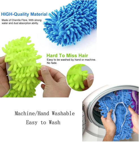Mop Slippers Shoes Cover Dust Duster Slippers Foot Socks Cleaning Floor Hair Cleaners Sweeping Microfiber Mop House office Bathroom Kitchen Washab...