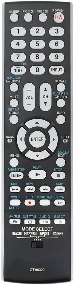 CT-90302 CT90302 Replace Remote fit for Toshiba TV 37RV530U 42RV530U 46RV530U 52RV530U 42RV535U 46RV535U 52RV535U 46RV53CU 52RV53CU 26AV502U 32AV5...
