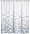 Sunlit Design Extra Long Simple Style Blue and Gray Flower Blossoms Fabric Shower Curtains for Bathroom Decor with White Background...