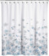 Sunlit Design Extra Long Simple Style Blue and Gray Flower Blossoms Fabric Shower Curtains for Bathroom Decor with White Background...