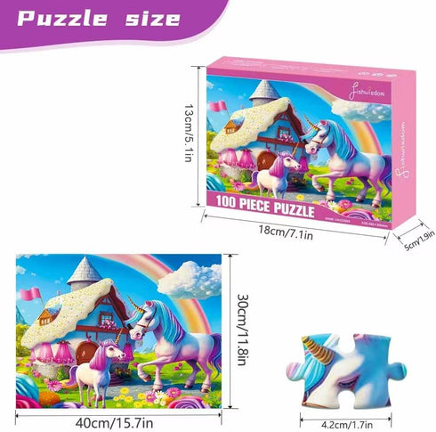 100 Piece Jigsaw Puzzle for Kids Age 4-8 Teens Gift Family Time (Pink Unicorns)...