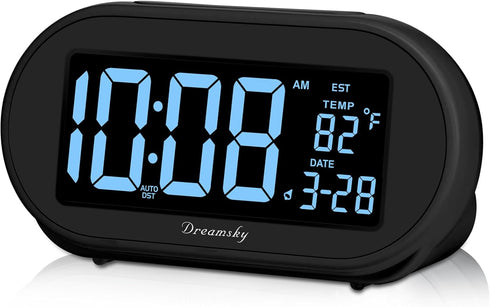 DreamSky Alarm Clocks for Bedrooms, Auto Set Digital Desk Clock for Bedside Nightstand, Electric Clock with Dimmable Brightness Dimmer, Auto DST, ...