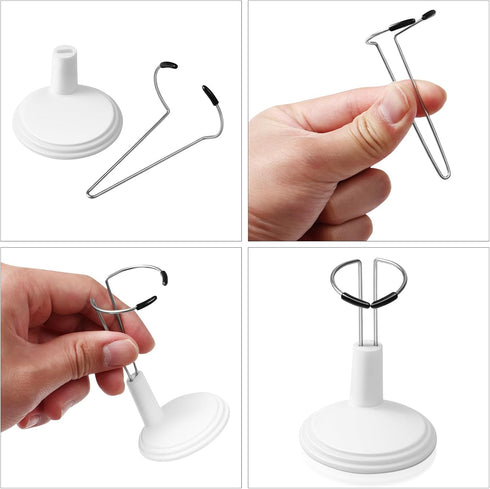 STOBOK White Doll Stand Suppprt: 4pcs Doll Display Holder Action Figures Stand Doll Bracket Doll Rack Doll Accessories, Portable Teddy Bear Stand ...