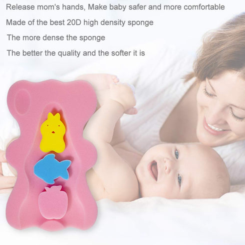HALLO Soft Infant Bath Sponge Skid Proof Baby Bath Mat Newborn Odor Free (Pink)...