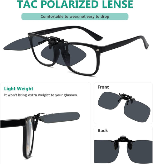 Eyekepper 4 Pack Flip-up Clip-On Sunglasses 59x39 MM Metal Wear Over Glasses...