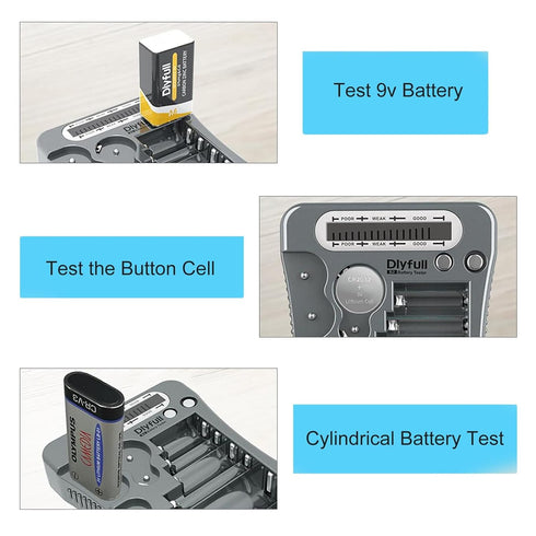 Dlyfull Universal Battery Tester with LCD Display, Multi Purpose Small Battery Checker for AA AAA C D 9V CR2032 CR123A CR2 CRV3 2CR5 CRP2 1.5V/3V ...
