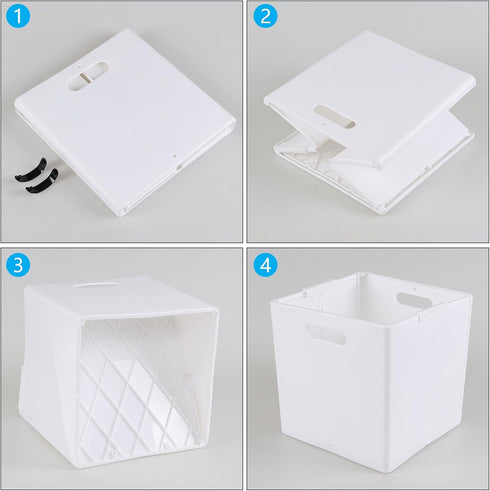 4-Pack Collapsible Plastic Storage Cube Bins, White Foldable Cube Storage Bins...