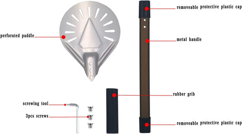 Perforated Pizza Peel Round 8 Inch Samll Aluminum Pizza Turning Peel Paddle with Metal Handle for Pizza Making Oven Accessories...