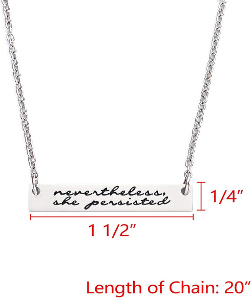 LParkin Nevertheless She Persisted Feminism Feminist Pantsuit Nation Solidarity Unity Political Affirmation Necklace (Bar-Necklace)...