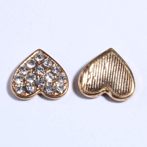 DIY 50PCS 15mm Gold Metal Heart Crystal Rhinestone Buttons with Flatback for Headbands Hair Accessories Flower Center Bouquet Wedding Invitation (...