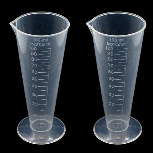 YXQ 100mL Plastic Graduated Measuring Cup Capacity Beaker Cone Shape Round Base Labs Kitchen Clear, 2Pcs...