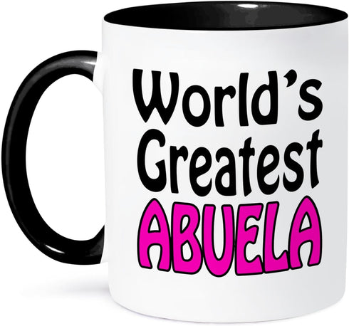 3dRose World’S Greatest Abuela, Pink Mug, 11 oz, Black...