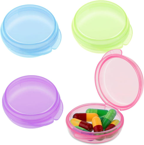 4 Pcs Mini Pill Organizer Small Pill Box Cute Portable Pill Case for Pocket Purse Travel Storage Containers Earplug Case Medicine Dispenser Vitami...
