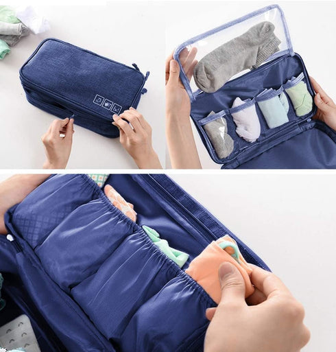 AIBEARTY Portable Waterproof Underwear Storage Bag Travel Bra Organizer Lingerie Socks Toiletry Bag Layer Cosmetic Pouch for Women Men...