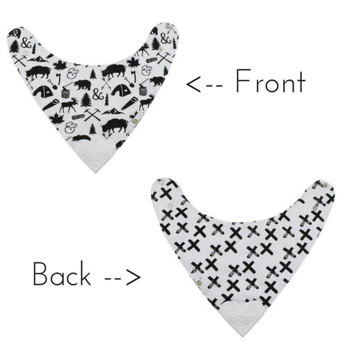Pickle & Olive Reversible Baby Teething Bibs - Attached Heart Shaped Teether - Monochrome - Set of 2...