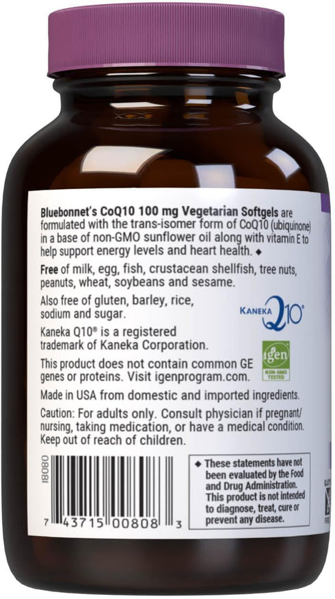 Bluebonnet CoQ-10 Vegetarian Softgels, 100 mg, 60 Count...