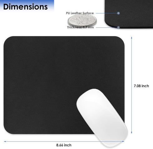 ProElife Mouse Pad 8.6'' x 7.0'' Small Mousepad for Computer Laptop Accessories, Waterproof PU Leather Mouse Mat with Anti-Slip Base Rectangle Sli...