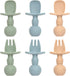 Baby Spoons and Forks Feeding Set, 6 Pack Silicone First Stage Self Feeding Toddler Utensils, BPA Free, Baby Led Weaning Supplies for Training Spo...