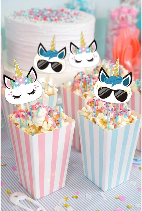 Unicorn Cupcake Toppers Cake Decoration for Unicorn Themed Baby Shower Gender Reveal Party Supplies- Set of 24...