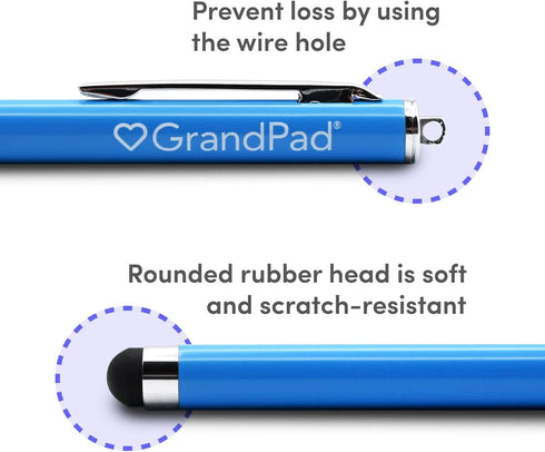 Stylus Pen for GrandPad Tablet, Rounded ¼” Scratch Resistant Stylus, 5.25” Length, Lightweight and Ergonomically Shaped, Pack of 3...