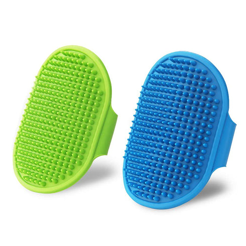 2 Pack Dog Grooming Brush - Dog Cat Bath Soothing Massage Rubber Brush - Pet Bath Brush with Adjustable Ring Handle Suitable for Long Short Haired...