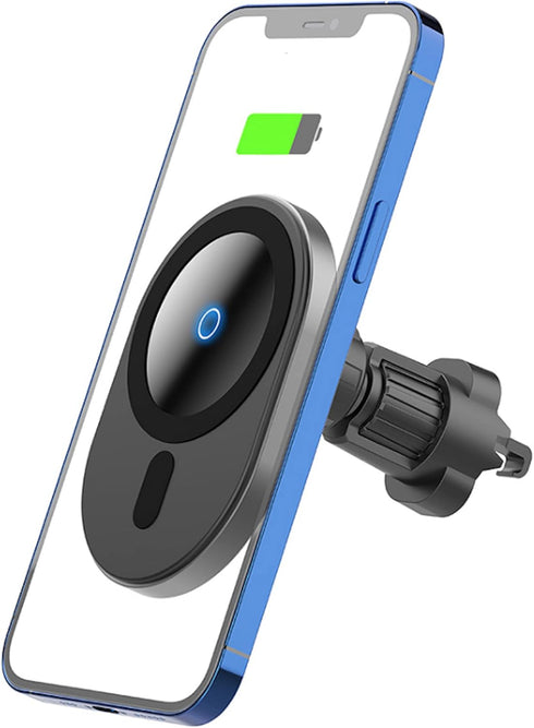 Aporia - Compatible for MagSafe Car Charger Apple iPhone +12 Mini Pro Max Plus | Phone Mount Charger for Magnetic Wireless Fast Qi Charging (Black...