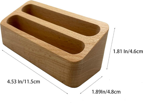 Wooden Business Card Holder 2 Grids Business Card Display Holder, Card Organizer for Office Desktop and Home (Brown)...