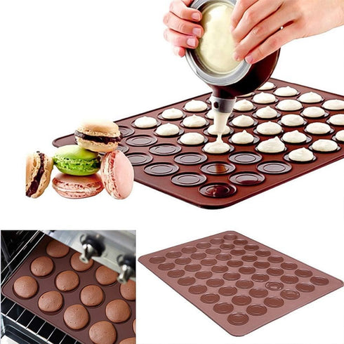 48 Hole Macarons Silicone Mat Baking Mold Silicone Macaron Kit Pastry Baking Mat and Decorating Piping Pot with 4pcs Nozzles...