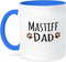 3dRose (mug_153948_6) Mastiff Dog Dad - Doggie by breed - brown muddy paw prints - doggy lover - proud pet owner love - Two Tone Blue Mug, 11oz...