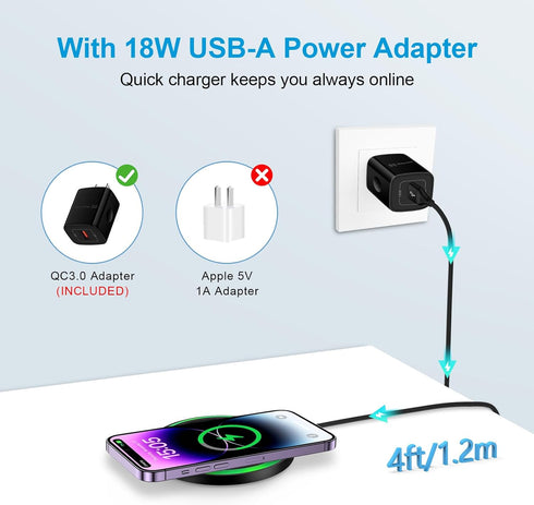 Samsung Fast Wireless Charging Pad,15W Android Wireless Phone Charging Station Stand with QC 3.0 Adapter for Samsung Galaxy S24 Ultra/S23/S23FE/S2...
