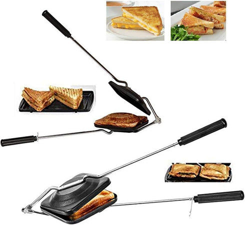 Gas Toaster Sandwich Maker Non Stick Sandwich Maker Pan Gas Sandwich Toaster Gas Sandwich Toaster Stove top Toasted Sandwich Snack Maker Non Stick...