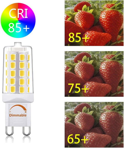 G9 led Bulb Dimmable 4W Natural Daylight White 4000K,Equivalent to 40W Halogen Light, 450Lm 120V AC CRI> 85,No Strobe, Ceramic Bi Pin Base, G9 Bul...